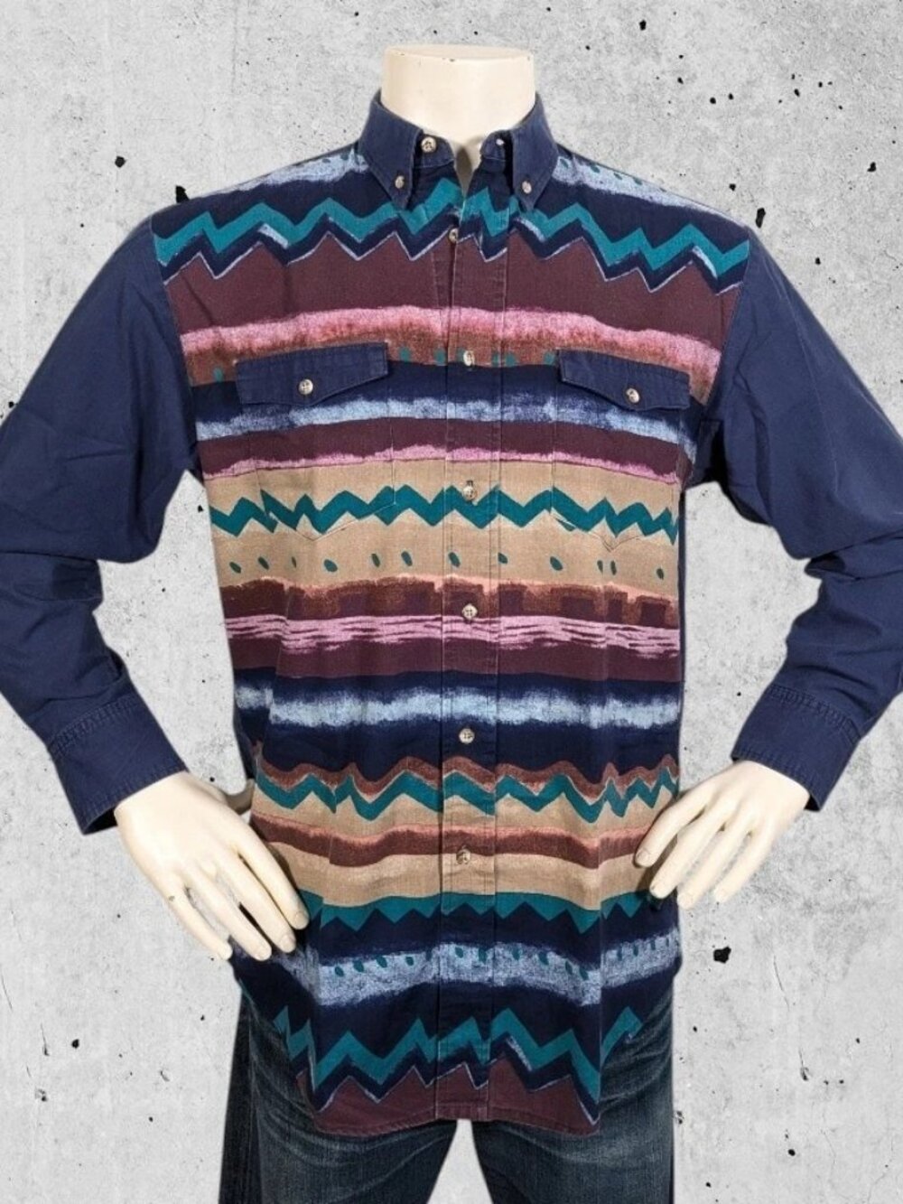 Vintage Western Circle T Cowboy Shirt Size Medium Roughrider Made in the USA